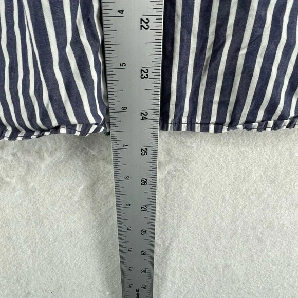 C. Wonder Button-Up Shirt Women's Sz M Blue Striped Collared Fitted Embroidered - Picture 5 of 12